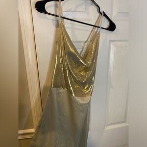 Champagne Metallic Mermaid Maxi Dress